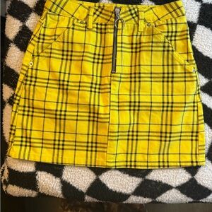 Topshop Yellow Plaid Mini Skirt